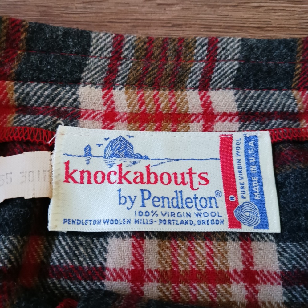 Vintage Pendleton Wool Plaid Maxi Skirt Red Green Button Front Size 14 - Picture 4 of 9